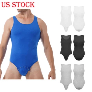Men One-Piece Bodysuit High Cut Thong Leotard Nightwear Stretch Underwear - Picture 1 of 48