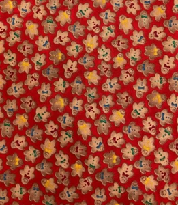 FABRI-QUILT - SEASON'S GREETINGS #315 - MINI-GINGERBREAD ON RED-- 1 1/2 YARDS - Picture 1 of 2