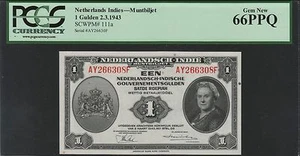 Netherlands Indies 1 gulden 1943 NICA, PCGS 66PPQ, Pick 111a - Picture 1 of 2