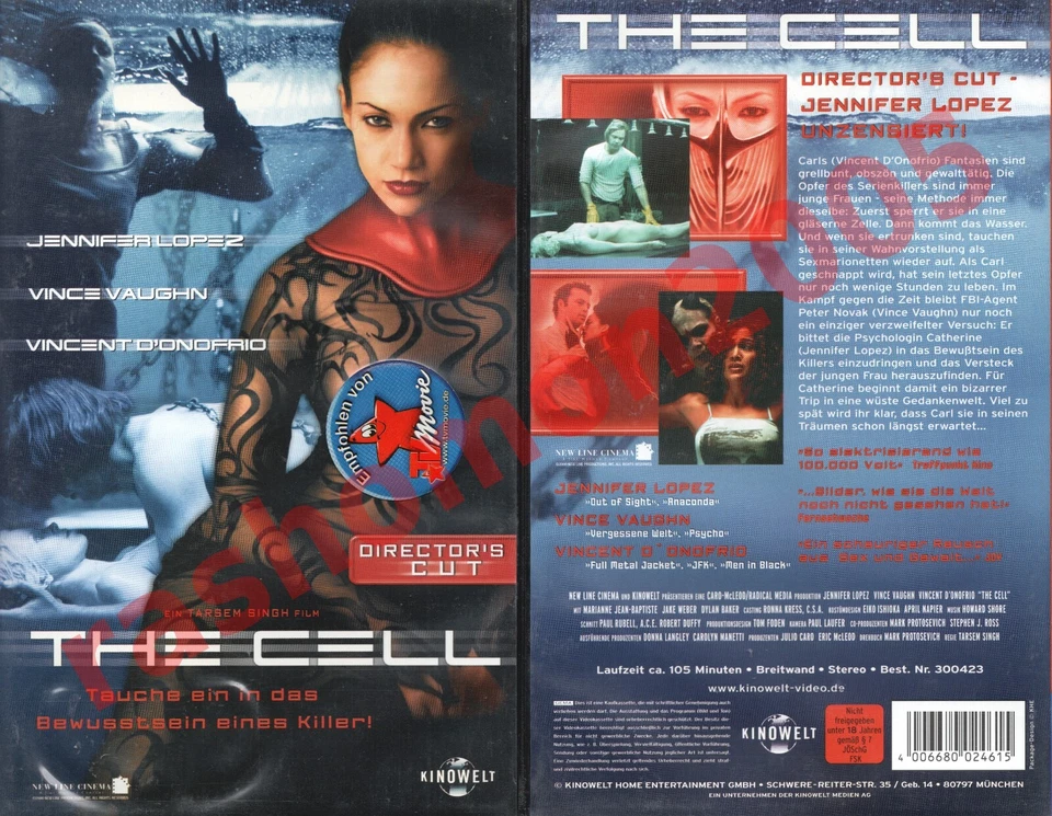 VHS THE CELL Jennifer Lopez Vince Vaughn Vincent D'Onofrio Uncut Kinowelt FSK18 - Bild 1 von 1