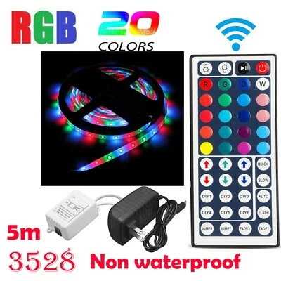 STRISCIA A LED SMD3528 RGB IP20 5 METRI BOBINA CON ALIMENTATORE TELECOMANDO DSI - Immagine 1 di 4