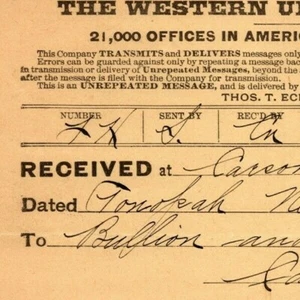 Scarce Vintage 1901 Western Union Telegraph "Currency Arrived OK.." Tonopah - Picture 1 of 3