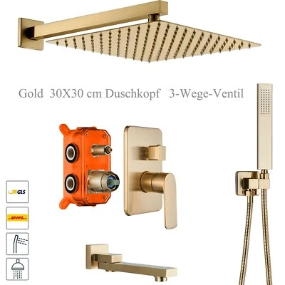 Gold Unterputz Duscharmatur set ibox 30cm Regendusche Duschteller mit Handbrause - Bild 1 von 4