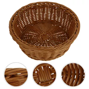 Small Wicker Basket for Kitchen Counter Round Bread Fruit - Picture 1 of 12