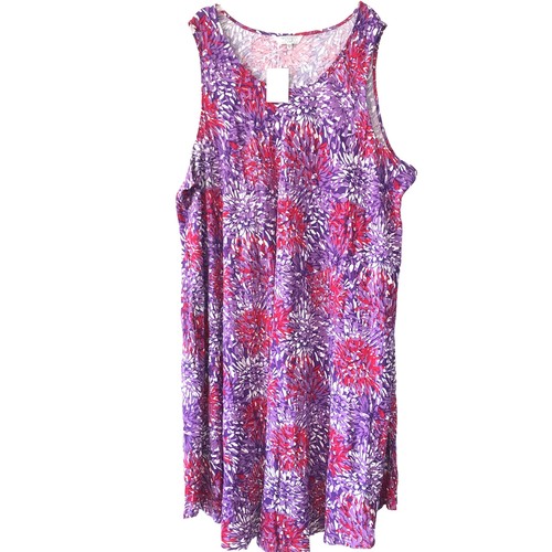 VALENTINO TAMSY Vestito Ombrello Senza Maniche Viola Rosso Rayon Shift Taglia Unica