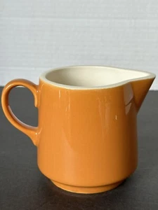 Stoneware Pumpkin Colored Footed Creamer Pitcher Restaurant Ware Vintage MCM USA - Picture 1 of 9