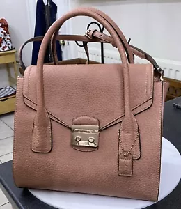 Vtg Clarks Sandy Pink Peach Large Bag Shoulder Handbag Double Handle Rose Gold - Picture 1 of 9
