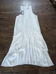 ELIZABETH & JAMES 100% Silk Ivory Cream Handkerchief Maxi Dress 10 Boho Wedding - Picture 1 of 7
