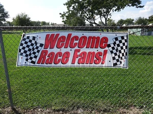 Welcome Race Fans Party Banner Race Car IndyCar Indy 500 Nascar USAC F-1 - Picture 1 of 12