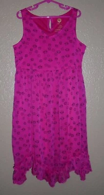 Vestido Total Girl Sin Mangas Talla 10 Rojo Frambuesa Brillante con Gatito y Corazones Usado en Excelente Condición  Foto 1 de 4