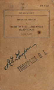 453 páginas 1941 TM 8-227 Métodos para técnicos de laboratorio Segunda Guerra Mundial Manual de datos CD - Imagen 1 de 12