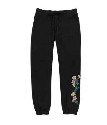P.J. Pantalones de chándal de pijama Salvage para mujer con flores bordadas, negros, medianos Foto 1 de 2