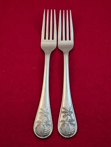 Set of 2 Cambridge PALM TREE SATIN Stainless Dinner Forks 8 1/8" Flatware - Picture 1 of 6