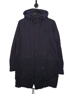 Parka G-Star RAW Multibolsillo Talla Pequeña Para Hombre Abrigo Largo Azul Con Capucha Foto 1 de 4