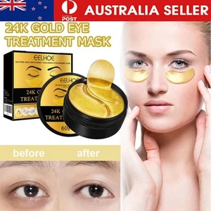 24K Gold Gel Anti-Wrinkle Dark Circle Collagen Under Eye Patches Pad Mask - Picture 1 of 15