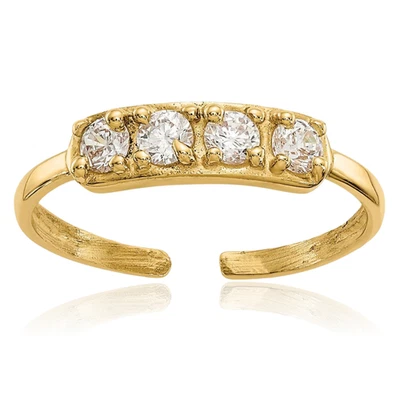 Anillo de dedo ajustable de circonita cúbica de oro amarillo macizo de 10K Foto 1 de 4