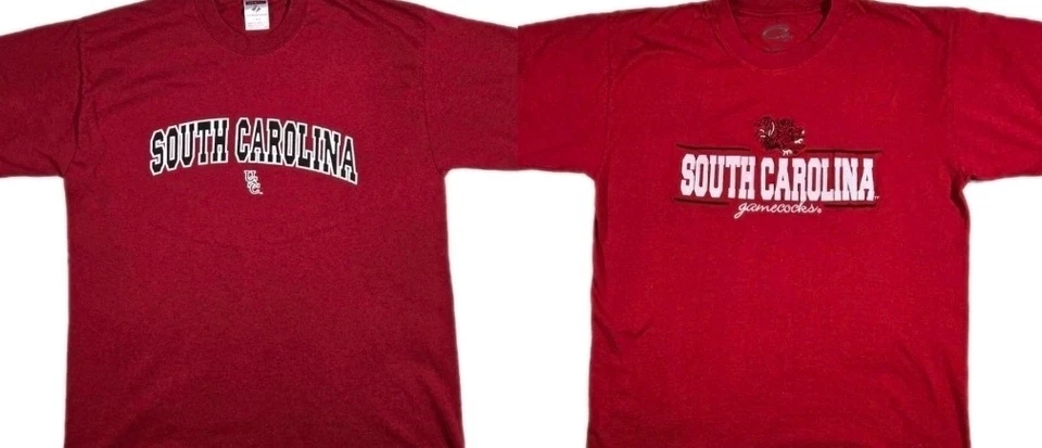 Lot Of 2 South Carolina Gamecocks Short Sleeve T Shirt Mens Large Burgundy  - Image 1 of 4