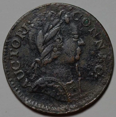 1785 Connecticut Copper, Bust Right, Miller 6.2-F.1, Goatee Break - Image 1 of 4