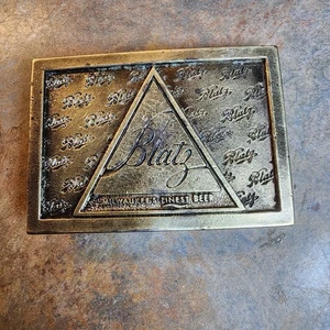 Indiana Metal Craft Blatz Beer Brass Belt Buckle 1970s Collectable RARE - Picture 1 of 8