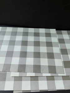 Vinyl Buffalo Check Placemats Gray White Farmhouse Country 13x17 - Picture 1 of 6