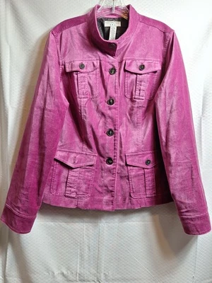 Chaqueta COVINGTON Terciopelo Tareas Talla L Púrpura Bolsillos en el Pecho Moda Prendas exteriores Abrigo Foto 1 de 4