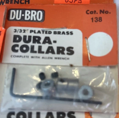 Original Du-Bro RC Plane Parts * #138 - 3/32" Plated Brass Dura-Collars 4pc NOS - Image 1 of 3