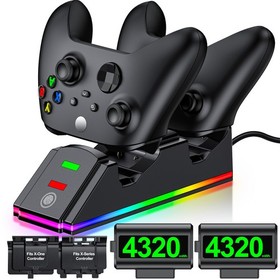 For XBox One Series X/S Controller Charger Station+4320mWh Rechargeable Battery