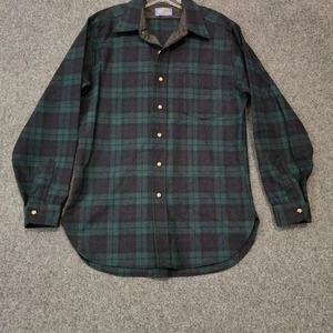 Pendleton Men's M Black Watch Tartan Wool Shirt 100% Virgin Wool Made USA Vintag - Picture 1 of 7