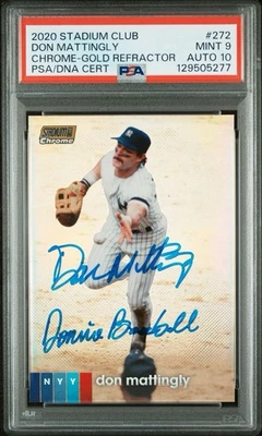 2020 Stadium Club Chrome Don Mattingly Autographed Gold /50 PSA 9 10 #272 - Image 1 of 3