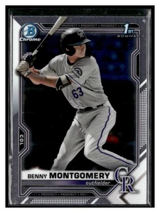 2021 Bowman Draft #BDC-84 Benny Montgomery Chrome Refractor 1st Colorado Rockies - Picture 1 of 2