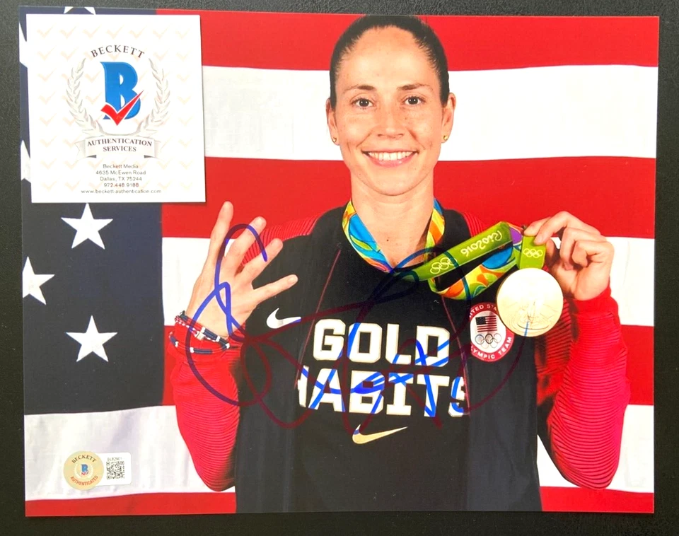 SUE BIRD SIGNED 8X10 PHOTO TEAM USA UCONN LADY HUSKIES SEATTLE STORM BAS A - Image 1 of 2