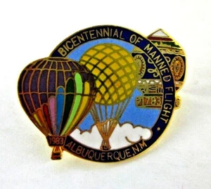 1983 Bicentennial of Manned Flight Albuquerque, NM Metal Balloon Pin 1" x 1 1/4" - Picture 1 of 3