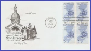 USA5 #1247 U/A ARTMASTER FDC BL4 New Jersey Tercentenary - Bild 1 von 1
