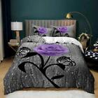 Water Drop Rose Butterfly Quilt Duvet Cover Set Bedding Bedspread Bed Linen