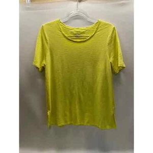 Chico's the Ultimate Tee Neon Yellow Button Back Size 1 US Medium - Picture 1 of 4