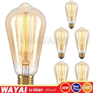 6Pcs ST64 E27 Vintage Retro Edison Bulbs, 40W Filament Incandescent light bulbs - Picture 1 of 19