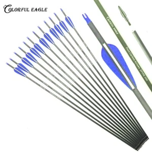 Flechas de carbono tiro con arco paletas de 3"" SP300 400 arco recurvo al aire libre caza - Imagen 1 de 9
