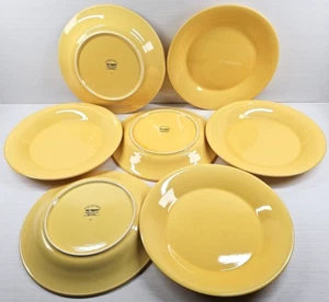 (7) Pier 1 Essential Colours Yellow Dinner Plates Set Flared Rim Dining Dish Lot - Picture 1 of 24