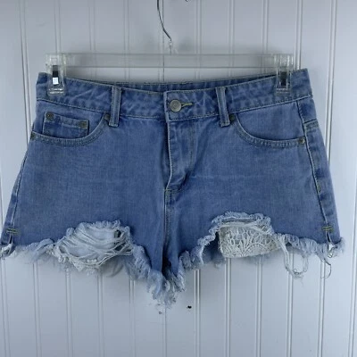 Pantalones Cortos de Denim Hot Kiss Para Mujer Corte Tiro Alto Cortos 1.5" Entrepierna Talla 4 Foto 1 de 4