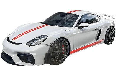 Calcomanía adhesiva a rayas personalizadas para Porsche 718 Boxster Cayman capó techo laterales traseros Foto 1 de 4