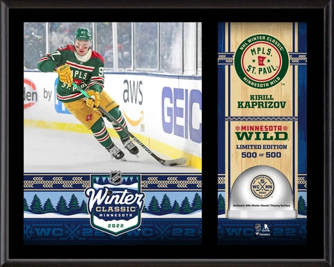 Kirill Kaprizov Wild 2022 WinterClassic 12x15 Plaque w/GU Ice 2022 WinterClassic Cover