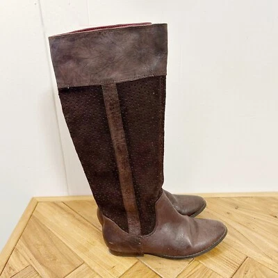 BC Footwear botas de montar de cuero vegano perforadas corte láser marrón talla 8,5 Foto 1 de 4