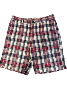 Bass Heritage Women's Bermuda Shorts Size 8 Navy/Red Plaids Zipper Button - Picture 1 of 11