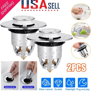 2PCS Bathroom Sink Plug Stopper Wash Basin Core Bounce Pop Up Drain Filter US - Picture 1 of 12