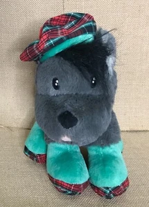 Gray Scottie Dog In Scottish Tartan Plaid Plush Stuffed Animal Toy Whimsical - Picture 1 of 5