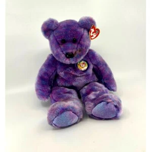 Ty Beanie Buddies 2001 Purple Tie Dye 15" Plush Clubby Bear Official Beanie Club - Picture 1 of 4