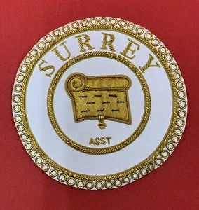 Freimaurer Schürze Abzeichen Surrey Asst handgestickt Bullion & Wire Freimaurerabzeichen - Bild 1 von 1