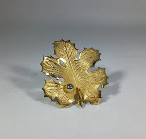 Vintage Signed Giovanni Gold Tone 3D Maple Leaf Brooch Pin Jewelry Nature 2" - Picture 1 of 6