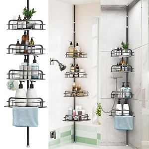 Heavy Duty Shower Rack Caddy Shelves Floor Standing Bathroom Storage Rack Holder - Picture 1 of 12