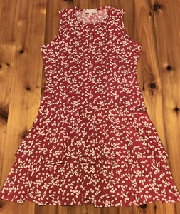 Abito Michael Kors midi rosso e bianco senza maniche balza - mai indossato - taglia large - Foto 1 di 15